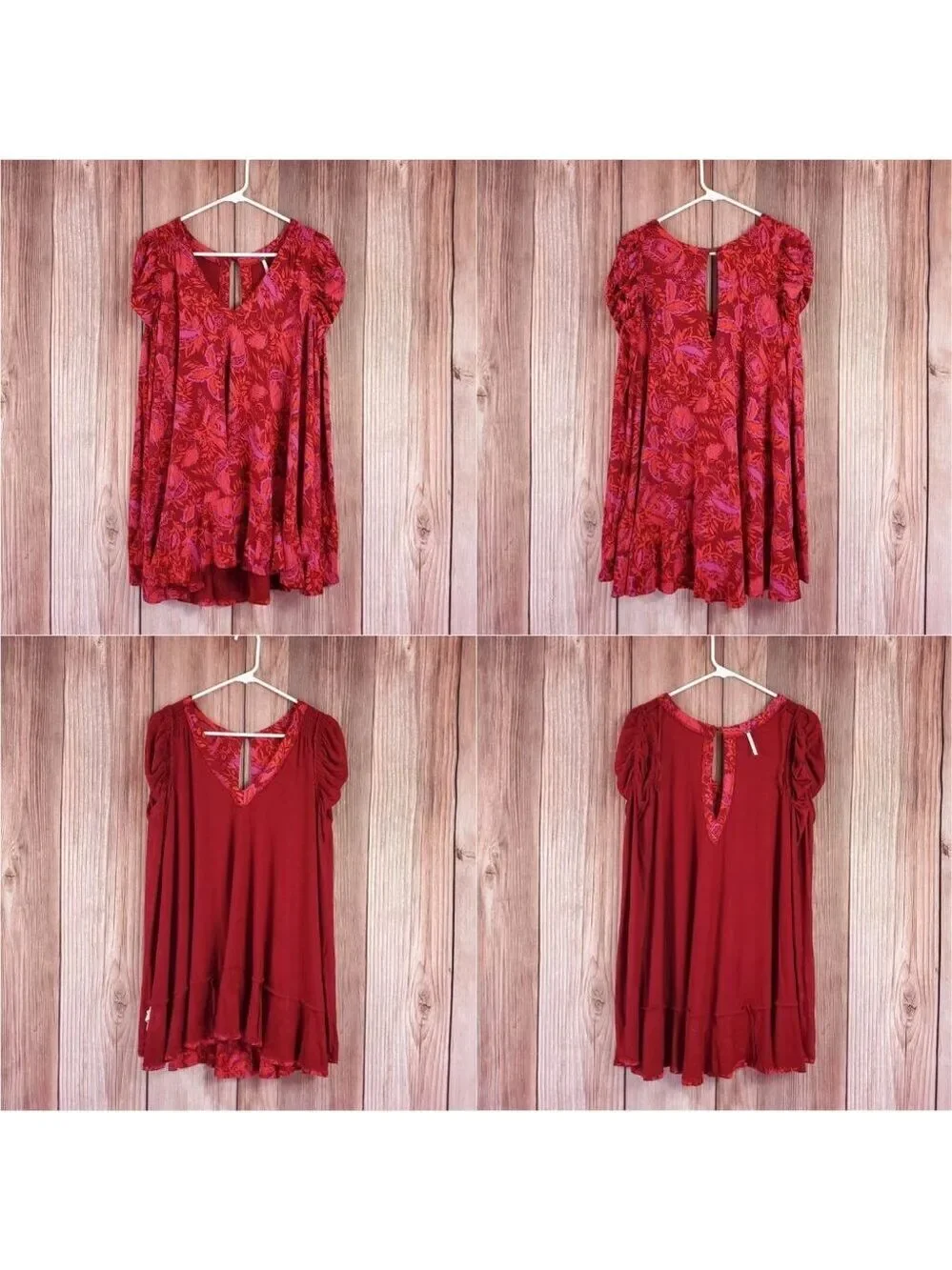 Free People Womens Size XS Hello Lover Tunic Top Scarlett Combo Boho V-Neck